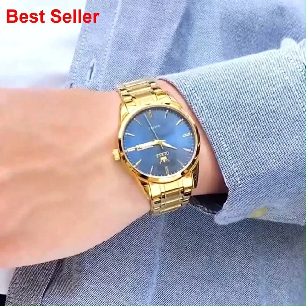 Stainless Steel Waterproof Watch with Date Luminous Dial